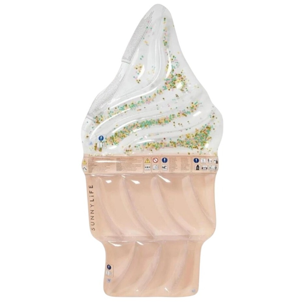 SunnyLife Ice Cream Sunday Luxe Lie On Float Inflatable Pool Lake Glitter Raft - Picture 6 of 9